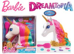 DREAMTOPIA Barbie Głowa Konia Jednorożca Jednorożec do czesania stylizacji Tęczowa Rainbow