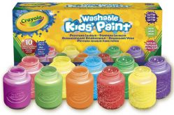 Farby Farbki Crayola 10 Kolorów MIX Metaliczne Neonowe Brokatowe Zmywalne dla Dzieci 10x59ml
