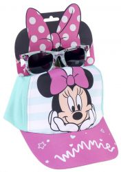 Zestaw Czapka Okulary Przeciwsłoneczne UV Myszka Minnie Mouse Czapeczka Baseballówka dla dzieci